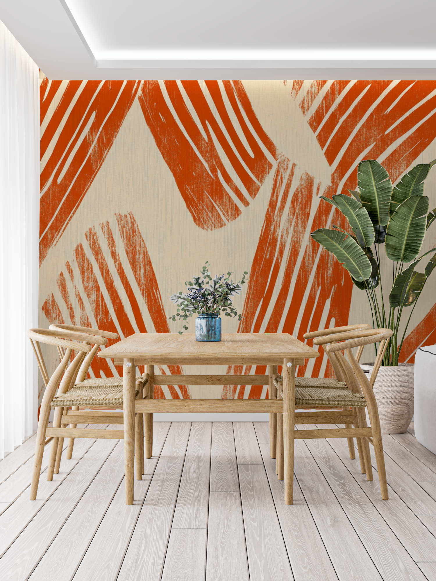 Papier peint terracotta et beig...raits panoramique tendance