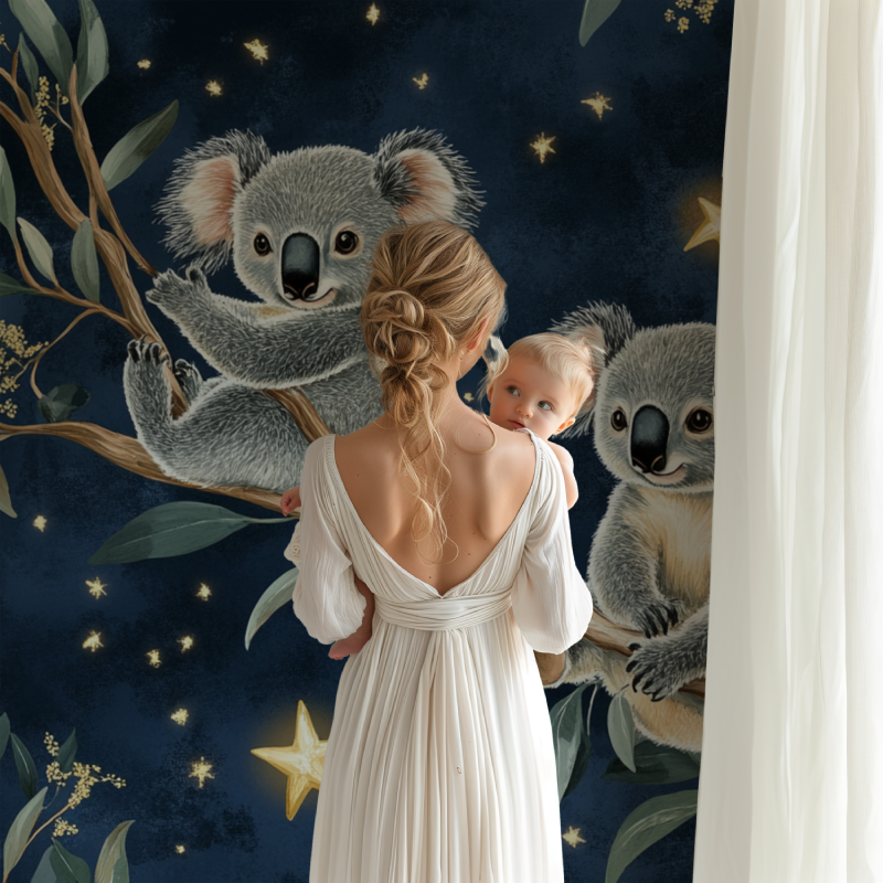 Papier peint koala et magie de la nuit bb123