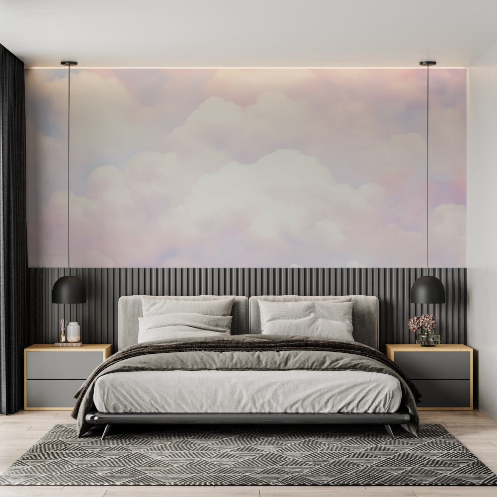 Papier peint aquarelle nuages doux chambre adulte