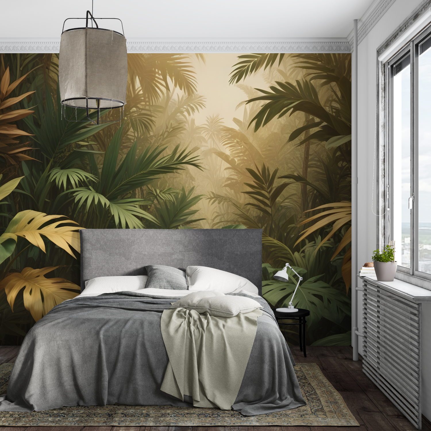 Papier Peint Panoramique Jungle Vert - mural