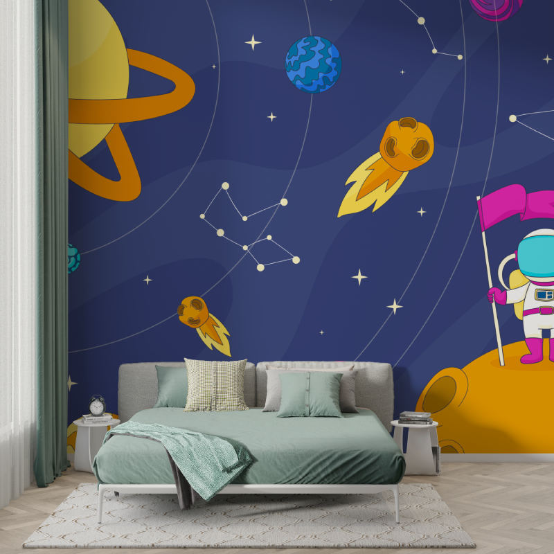 Papier peint espace fusee garcon murs