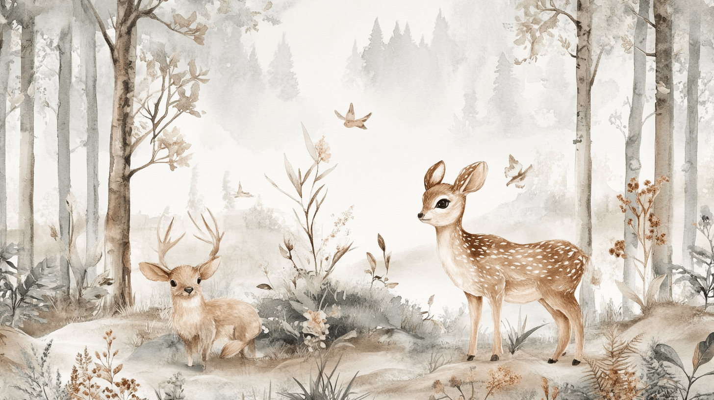 Papier Peint Biche Et Forêt
