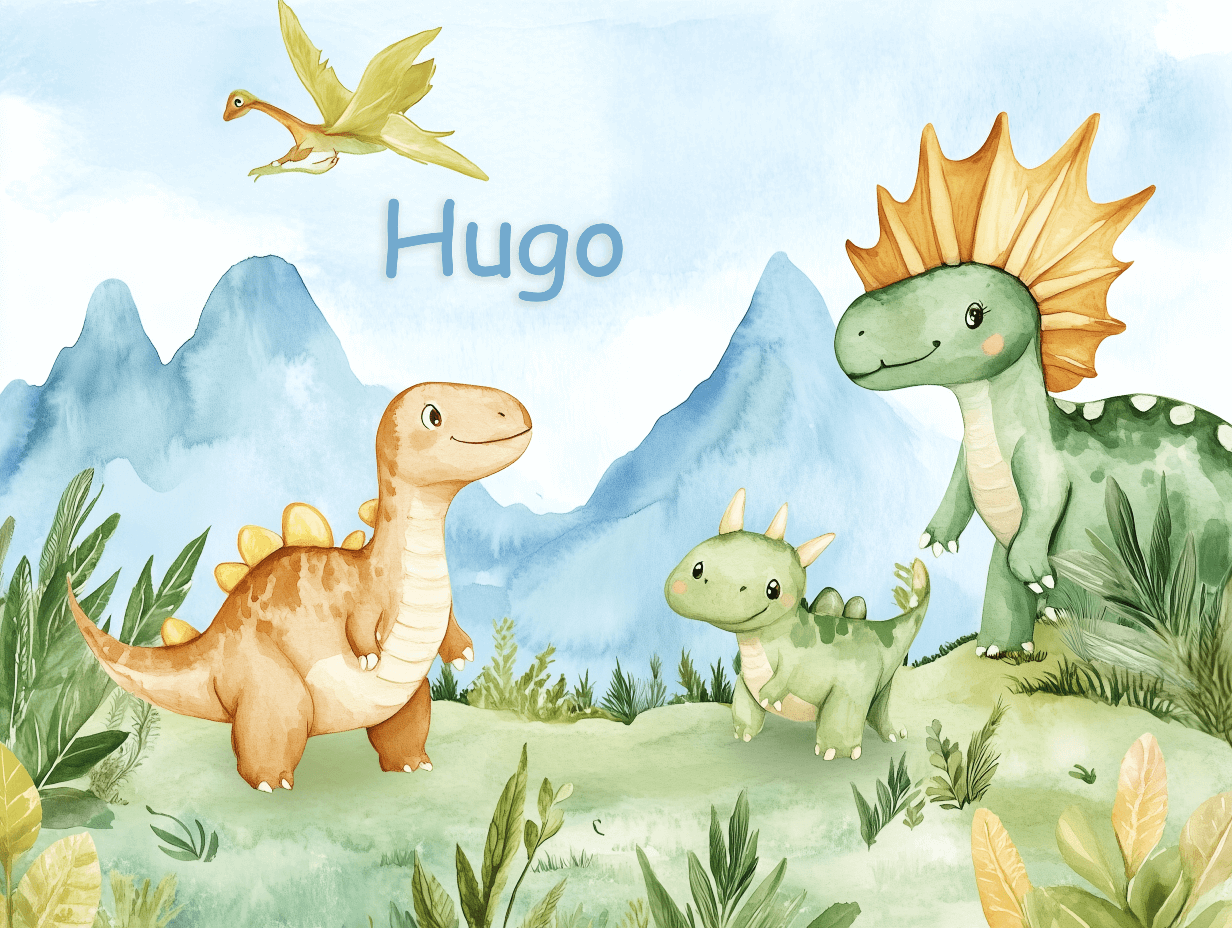 Papier Peint Prénom Famille Dinosaures