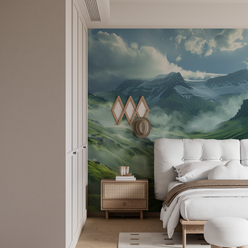 Papier peint panoramique montagne 3d mural
