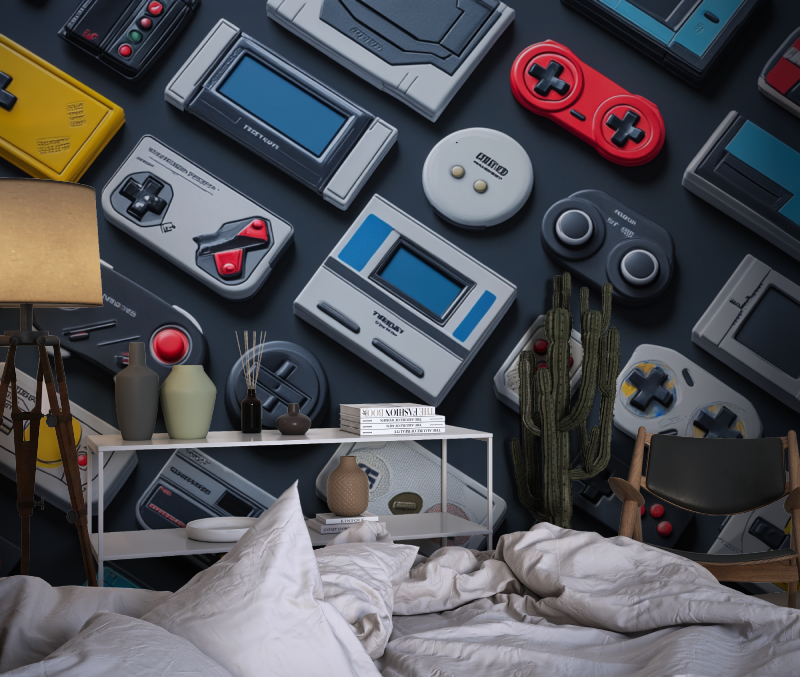 Papier peint gamer retro gaming garcon chambre dado1