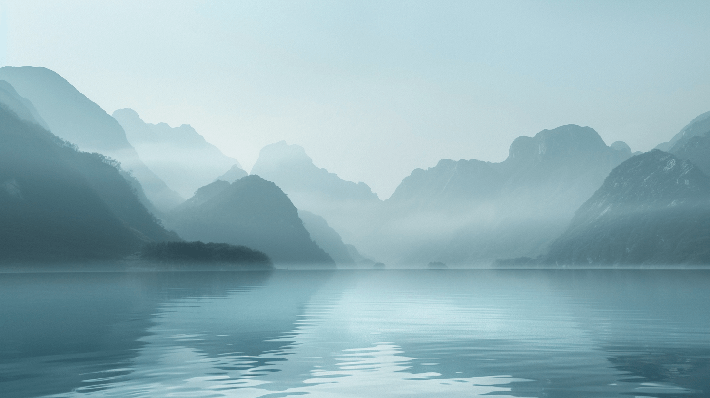 Papier Peint Sur Mesure Montagne Lac Brume