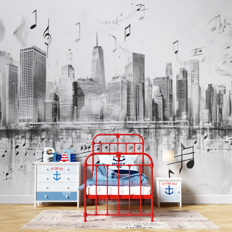 Papier peint partitions et building garcon567