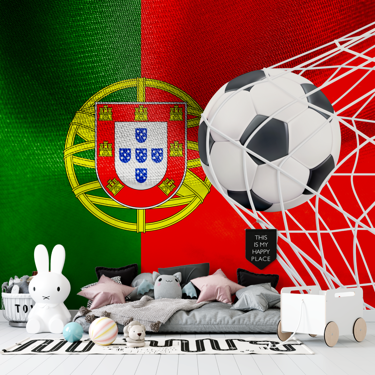 Papier peint avec ballon de foot portugal tapisserie garcon