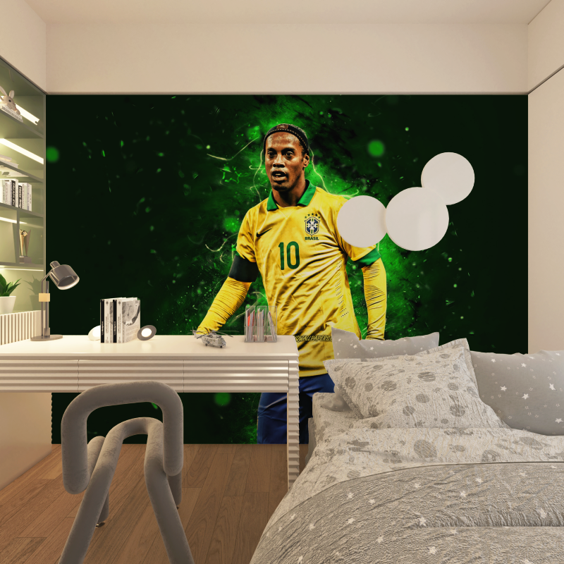 Papier peint joueurr de foot ro...o vert chambre adolescents