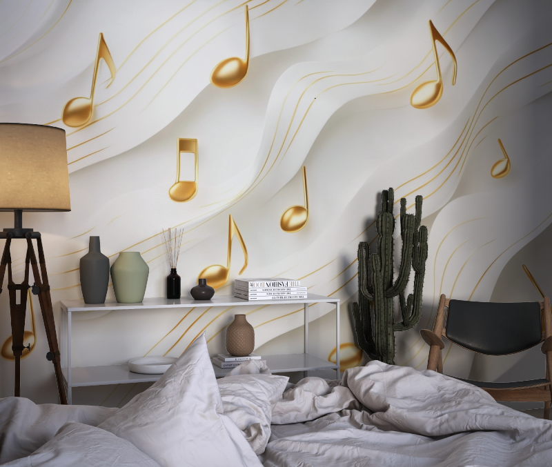 Frise papier peint note de musique chambre dado1