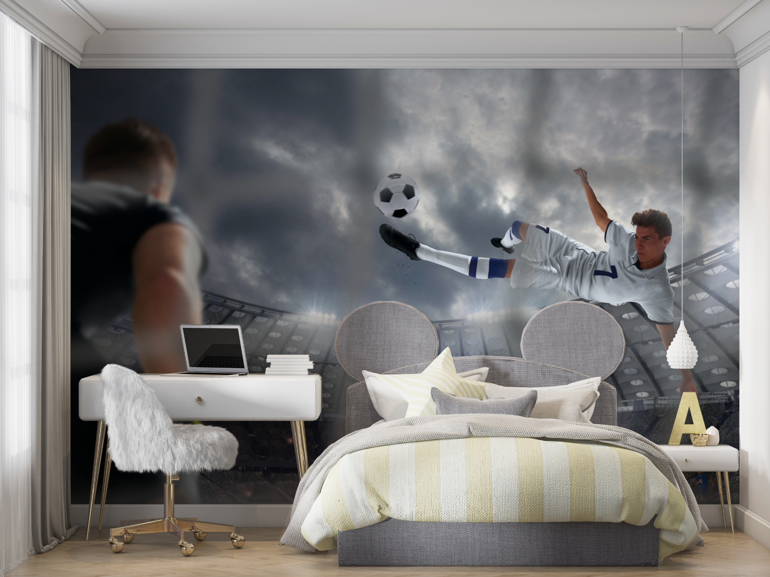Papier peint joueur de foot mur chambre panoramique