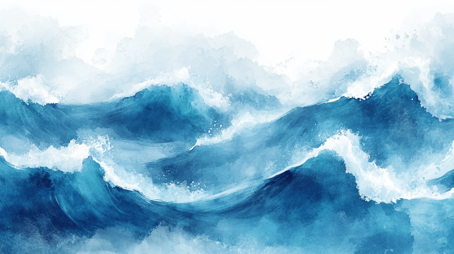 Papier Peint Aquarelle Vague Bleue Dynamique