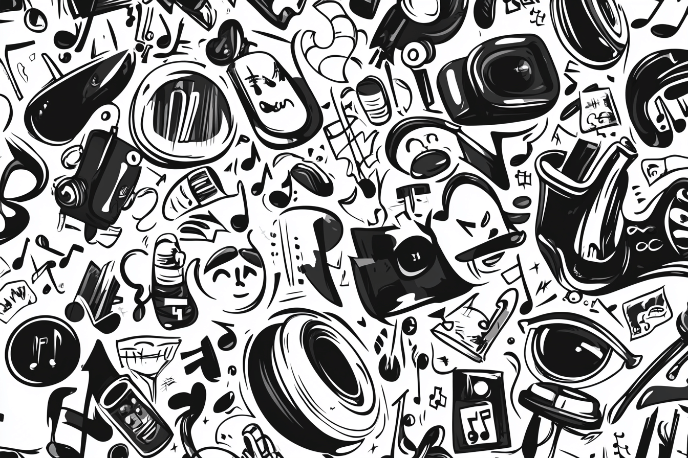 Papier Peint Musique Noir Et Blanc Abstrait