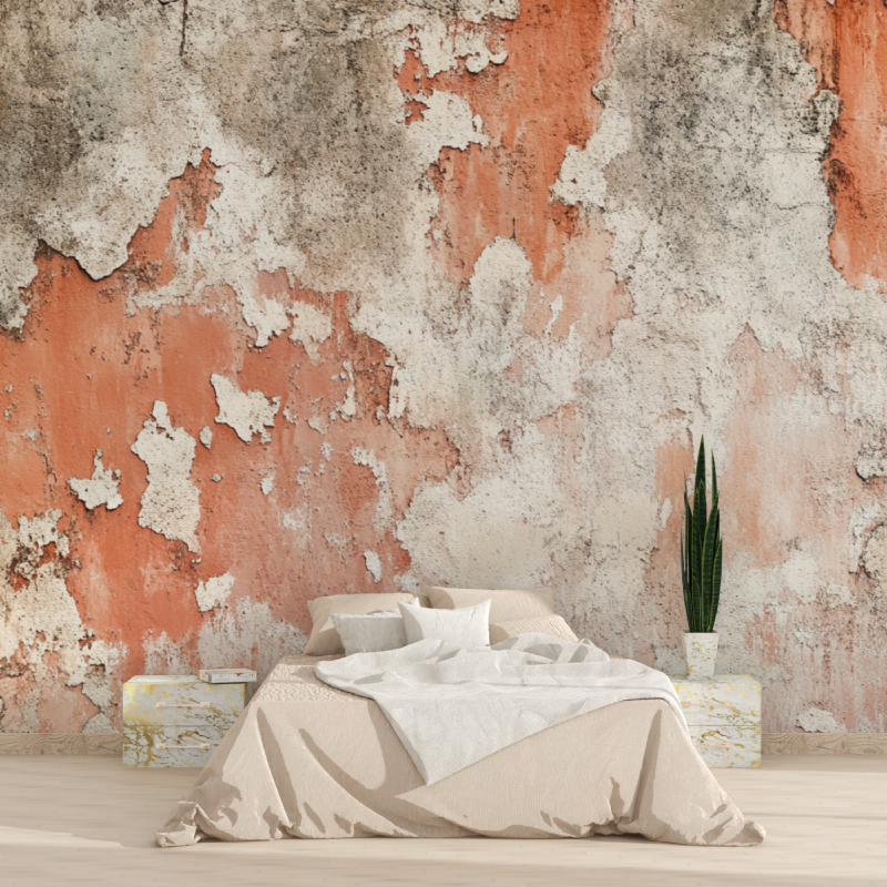 Papier peint terracotta effet beton cire tapisserie 2025
