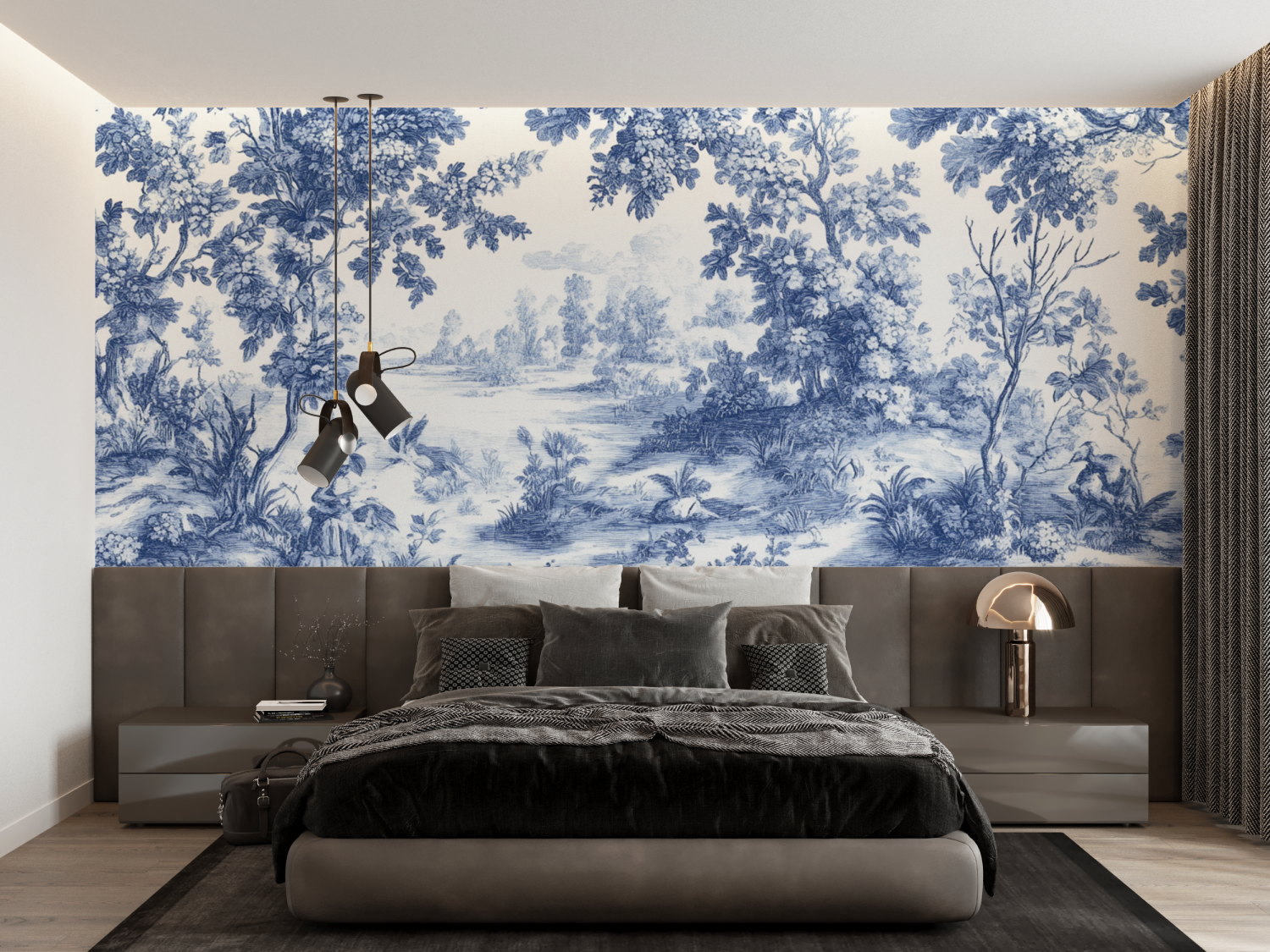 Papier Peint Toile De Jouy Chambre - tapisserie