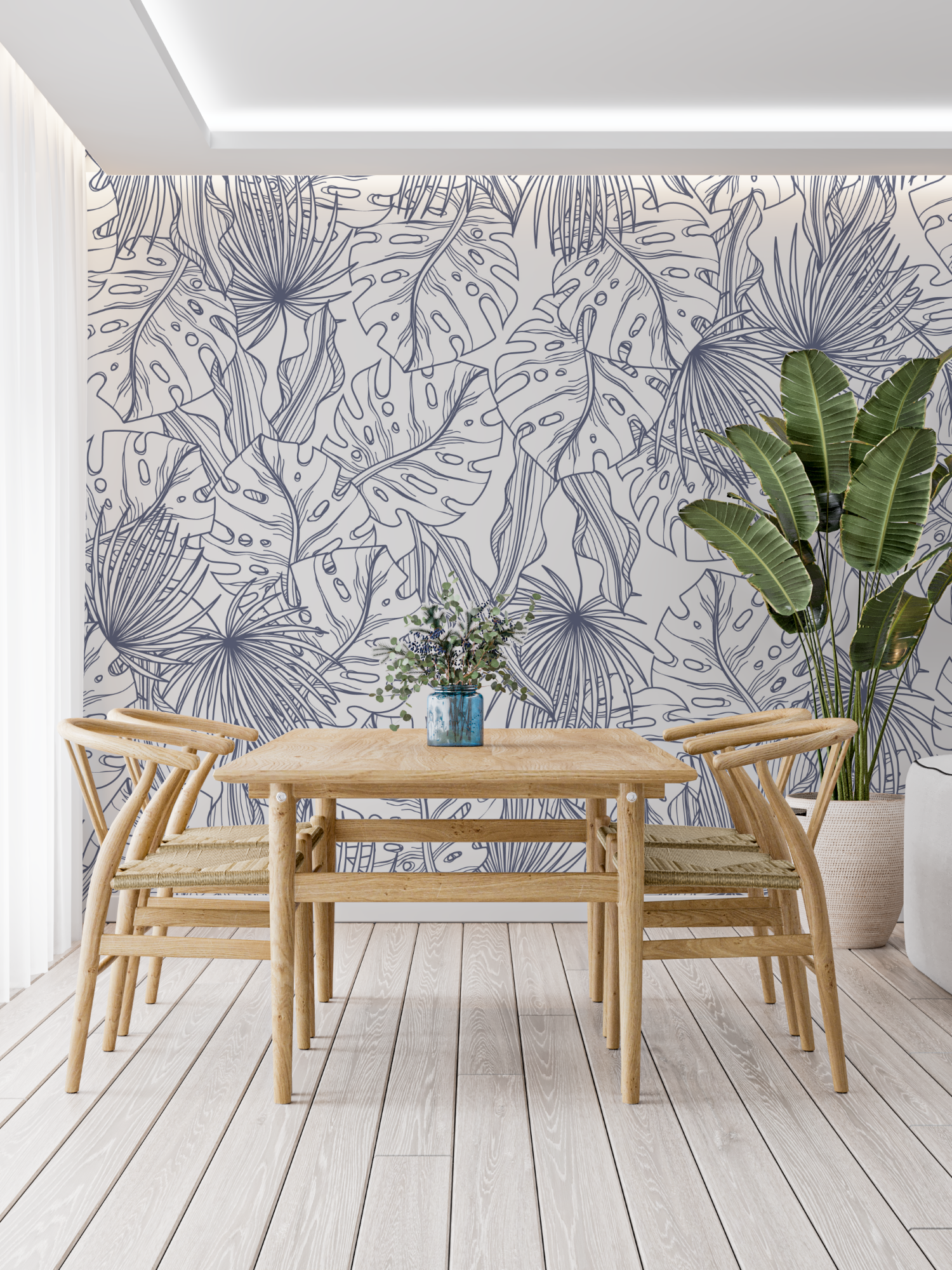 Papier Peint Toile De Jouy Ambiance Jungle - francais