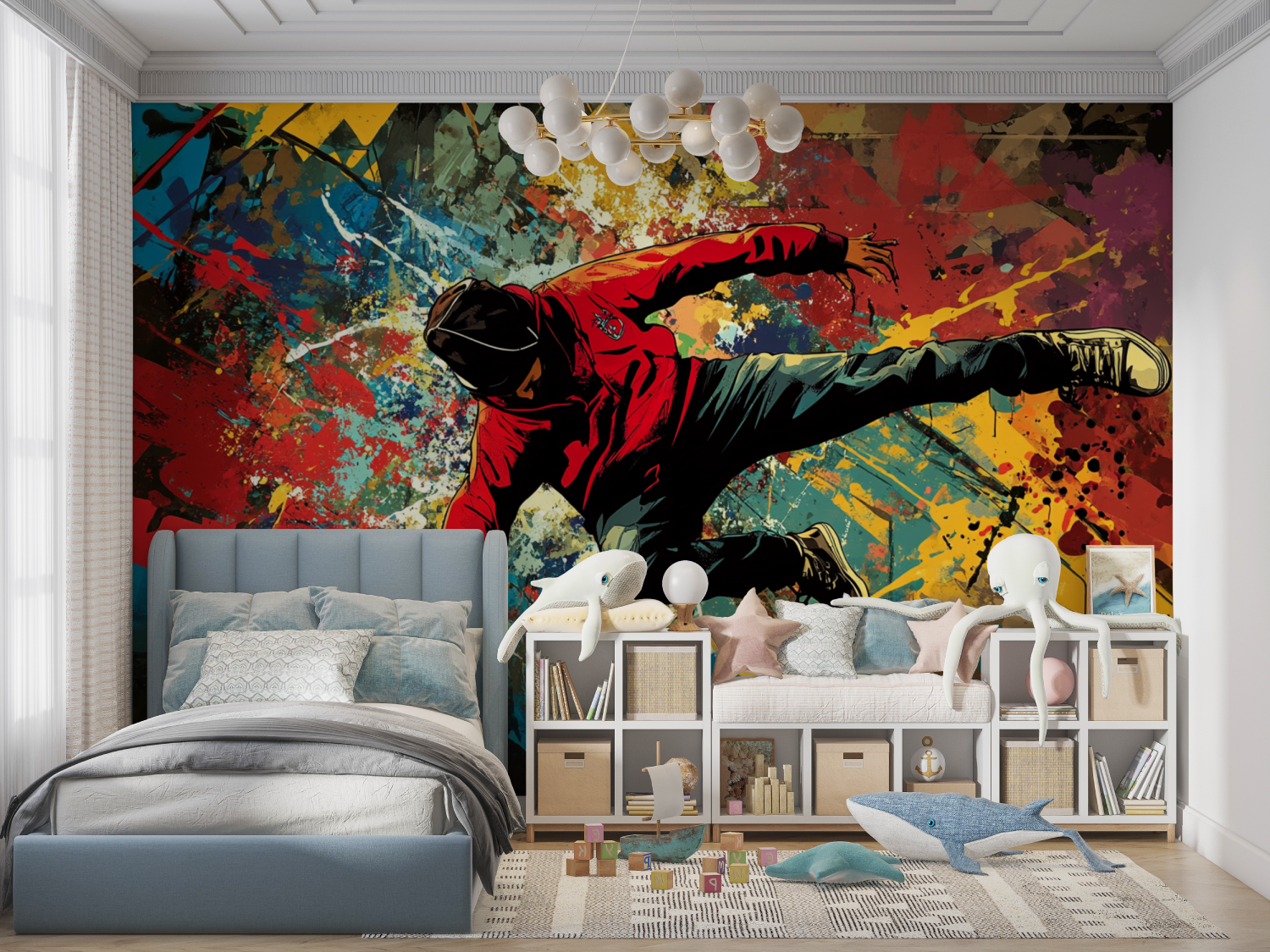 Papier peint hip hop explosion graffiti panoramique garcon