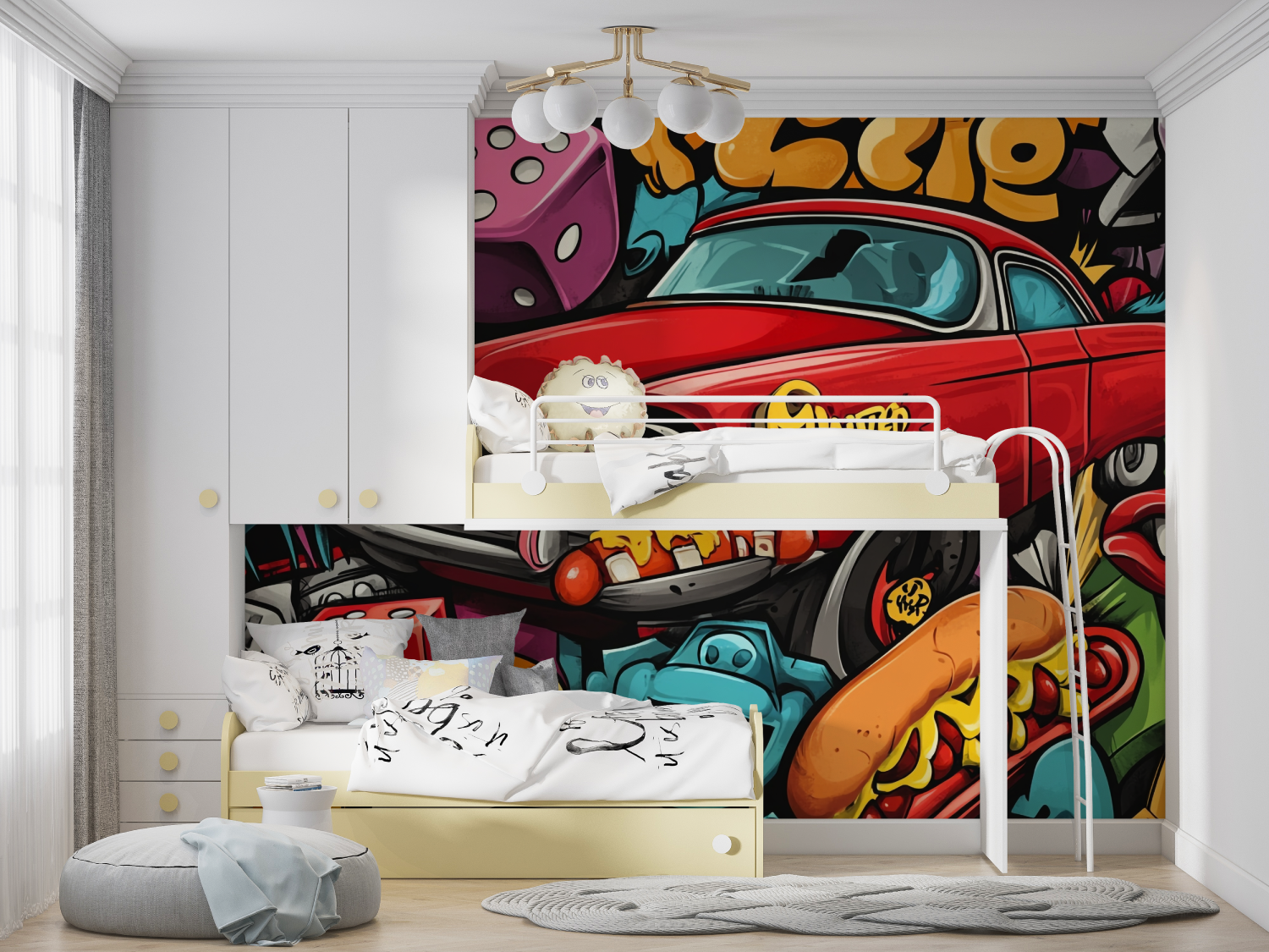 Papier peint graffiti tapisserie manga hero