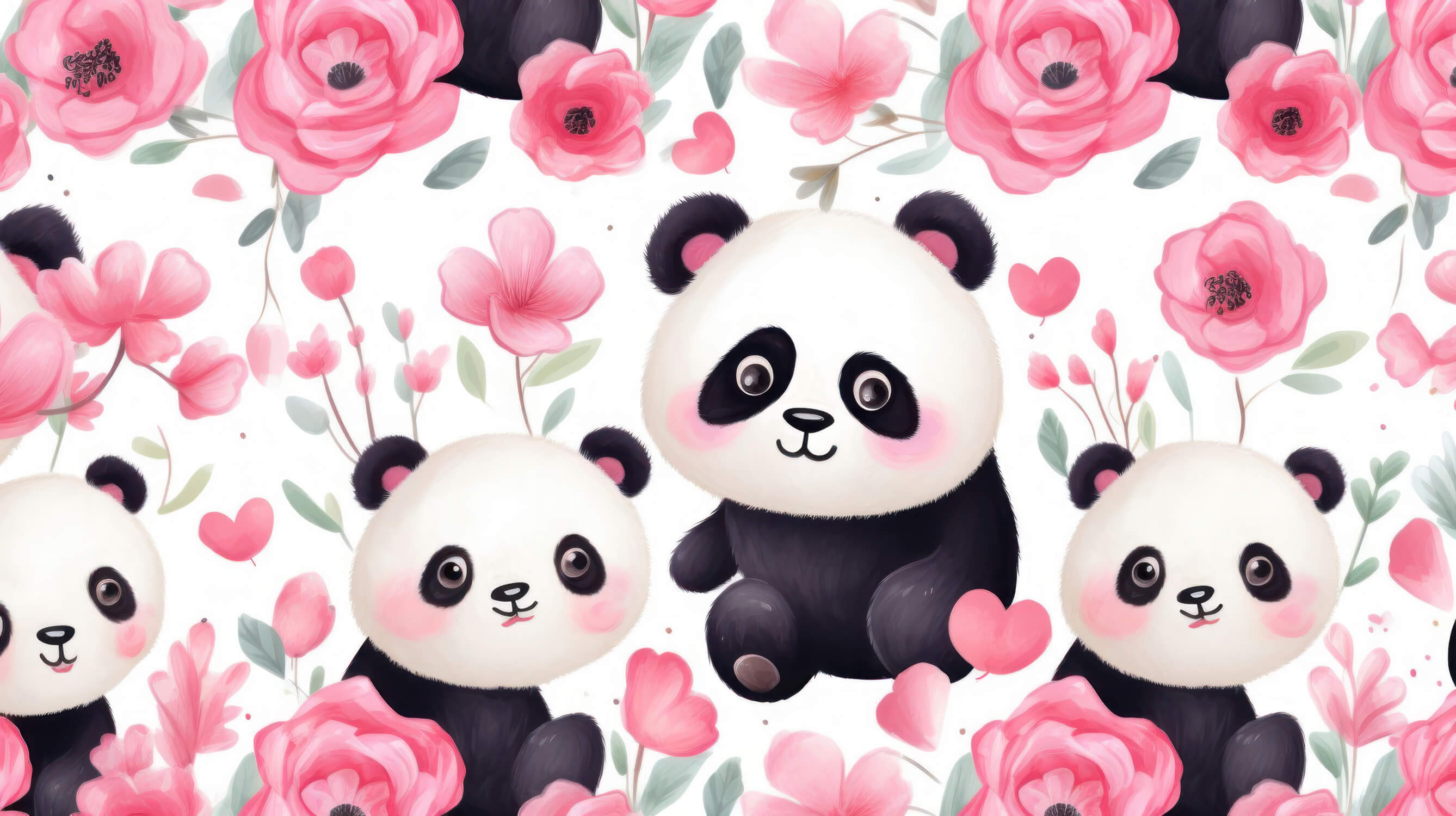 Papier Peint Bébé Panda Rose