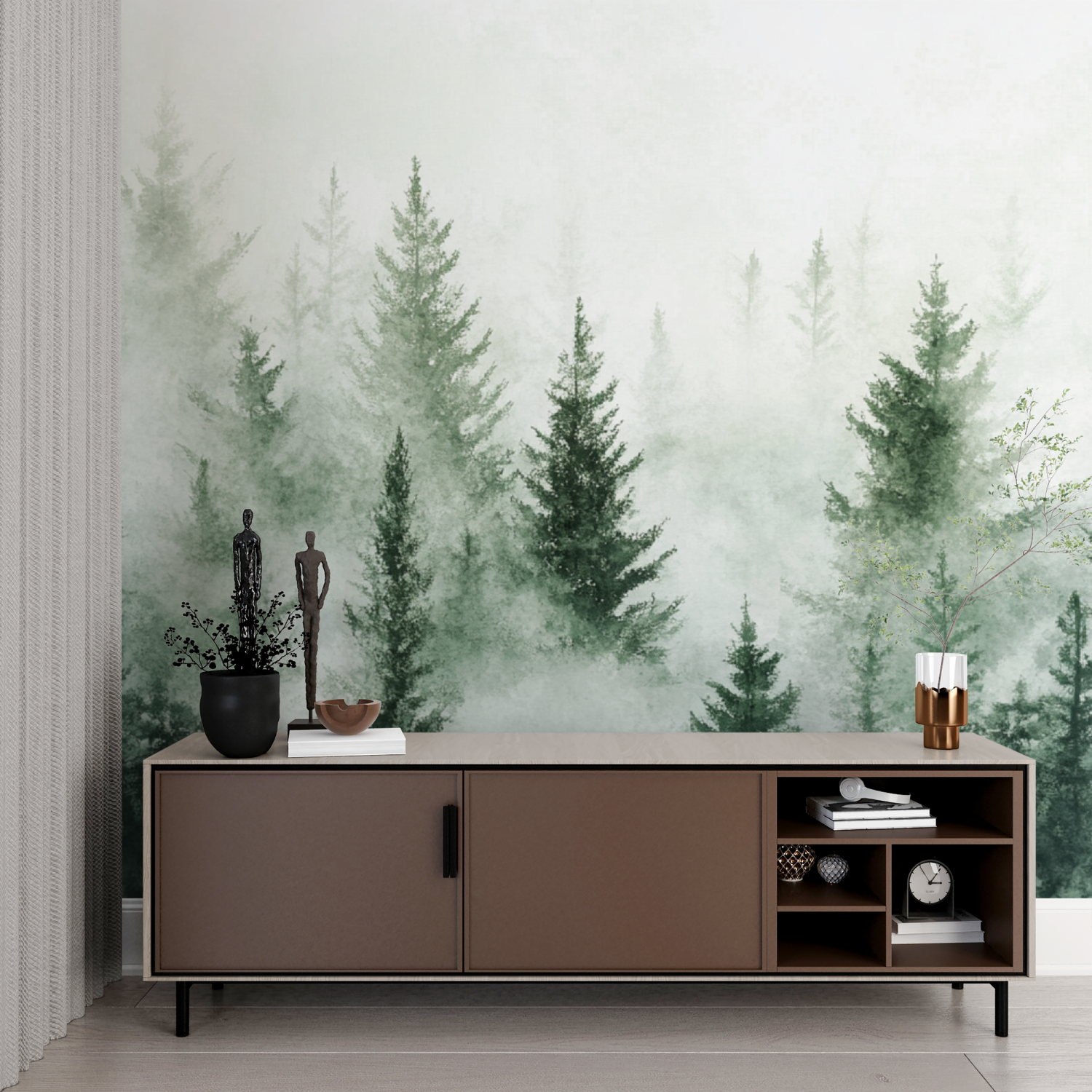 Papier peint aquarelle foret abstraite imprime