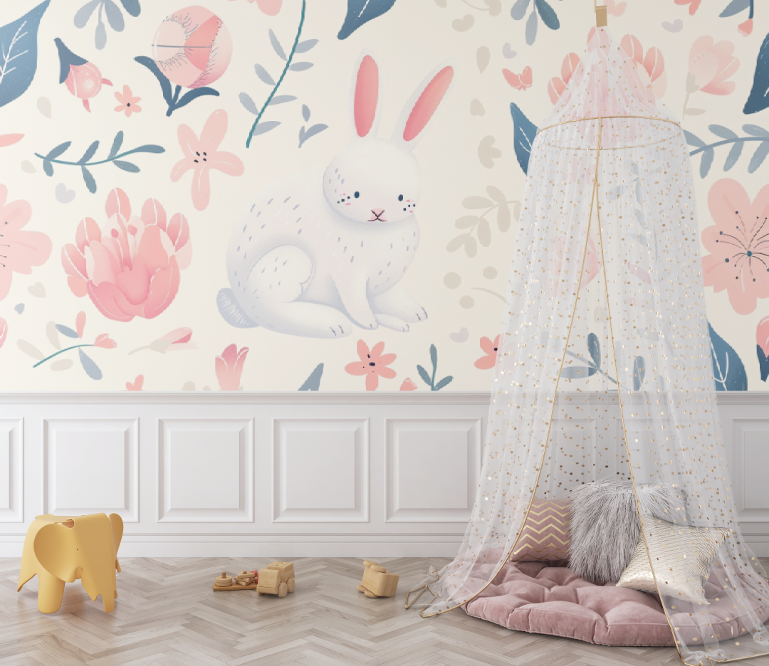 Papier peint Bébé petit Lapin - bebe tipi