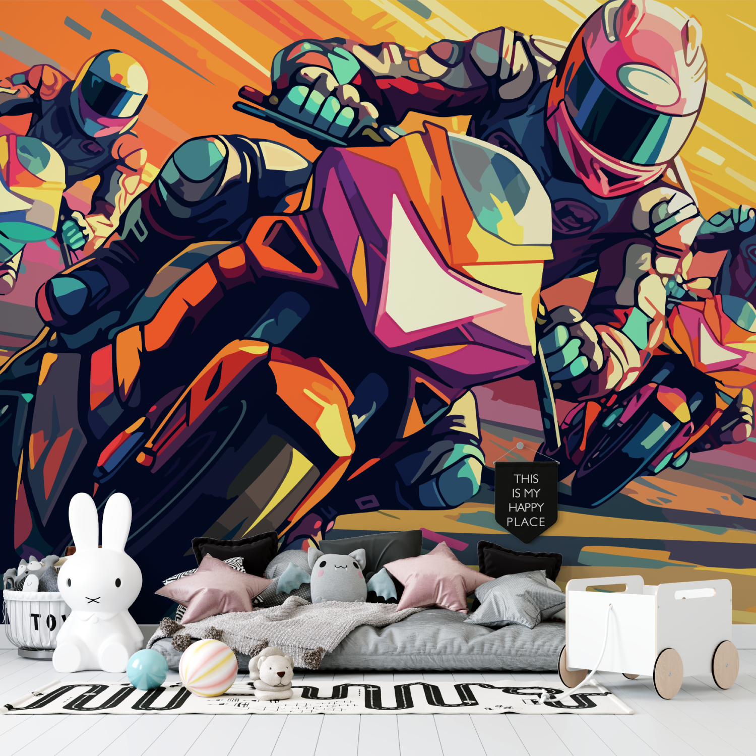 Papier peint moto gp grafiti tapisserie garcon