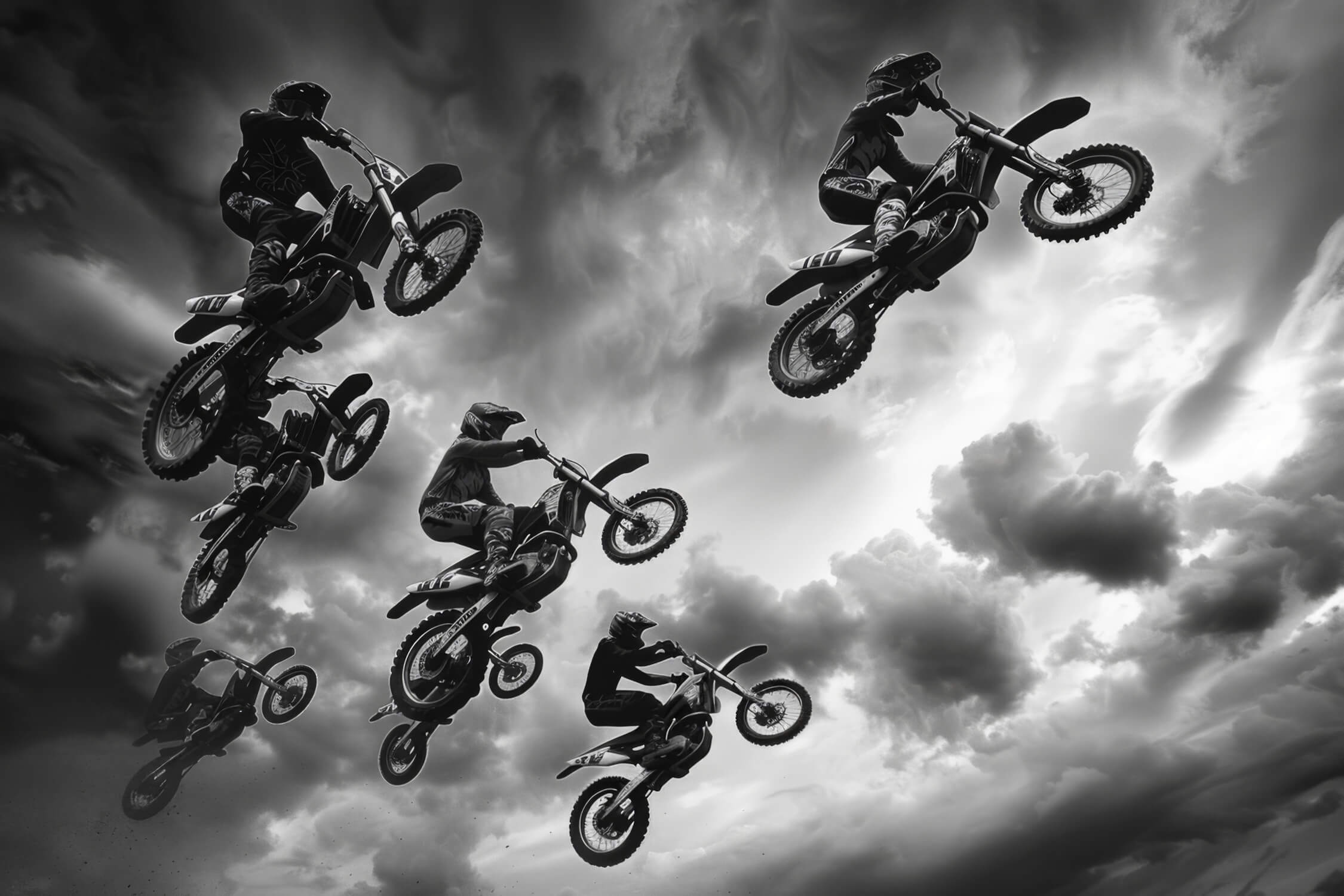 Papier Peint 3D Moto Cross Noir Blanc