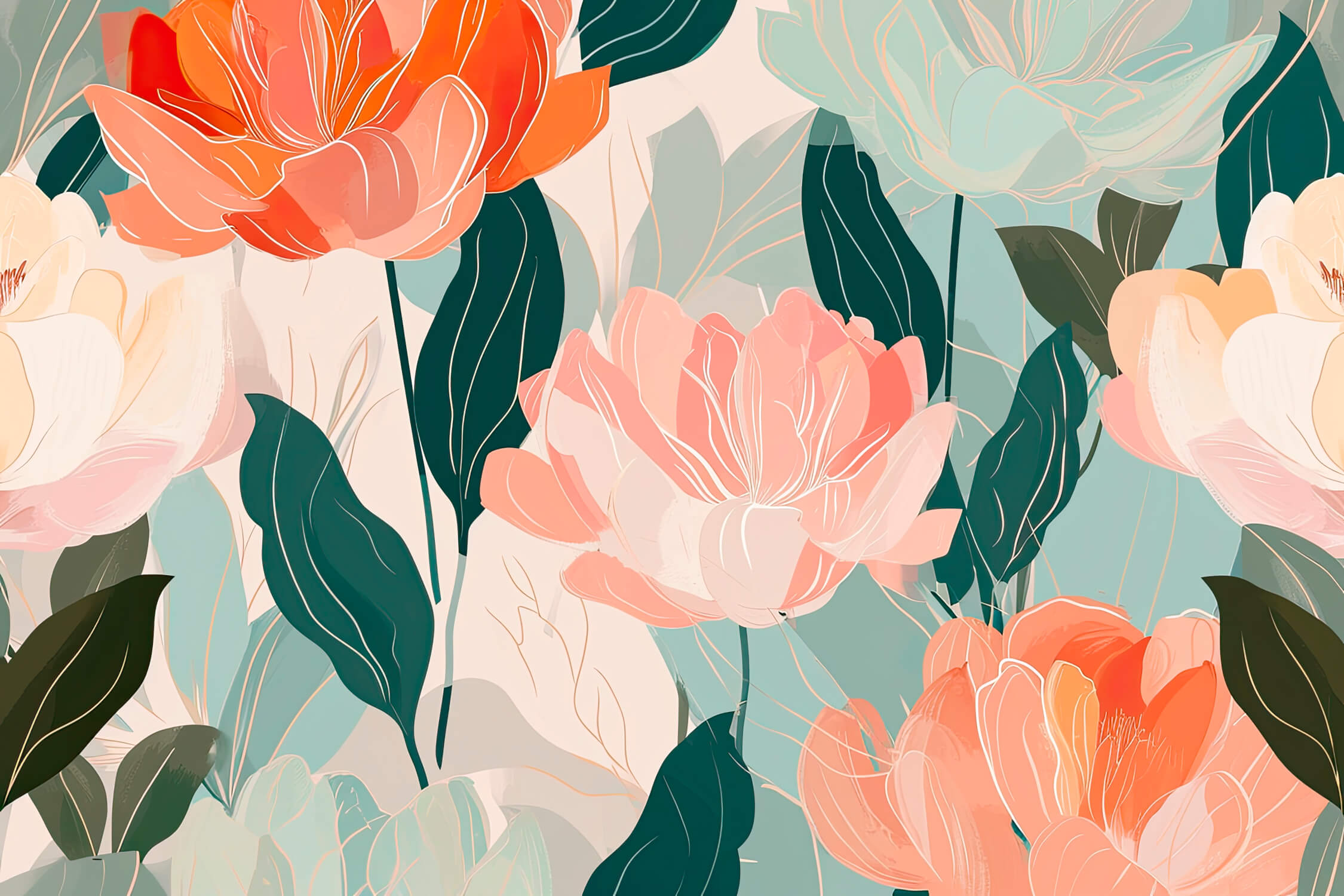 Papier Peint Aquarelle Design Floral