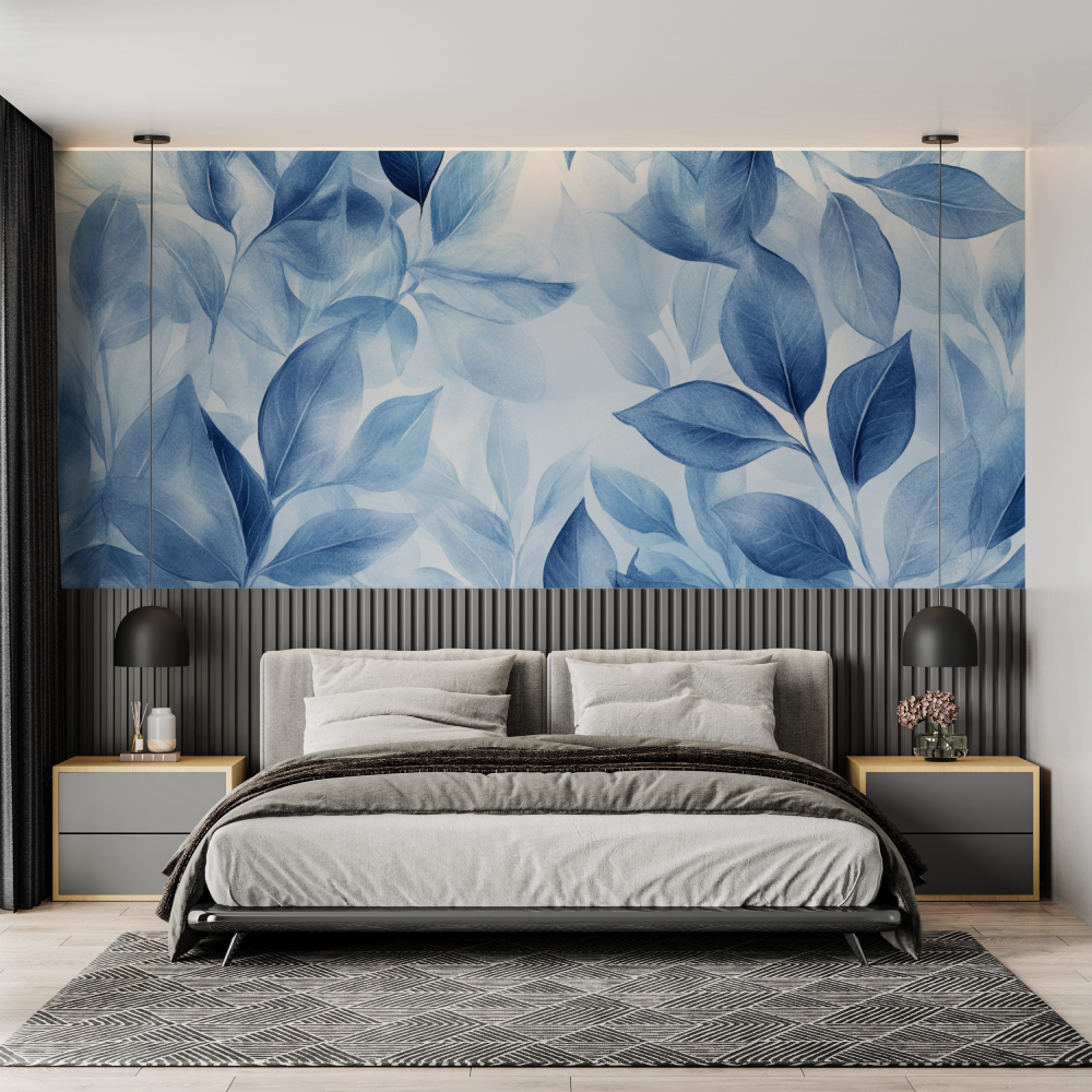 Papier peint aquarelle feuilles... abstraites chambre adulte