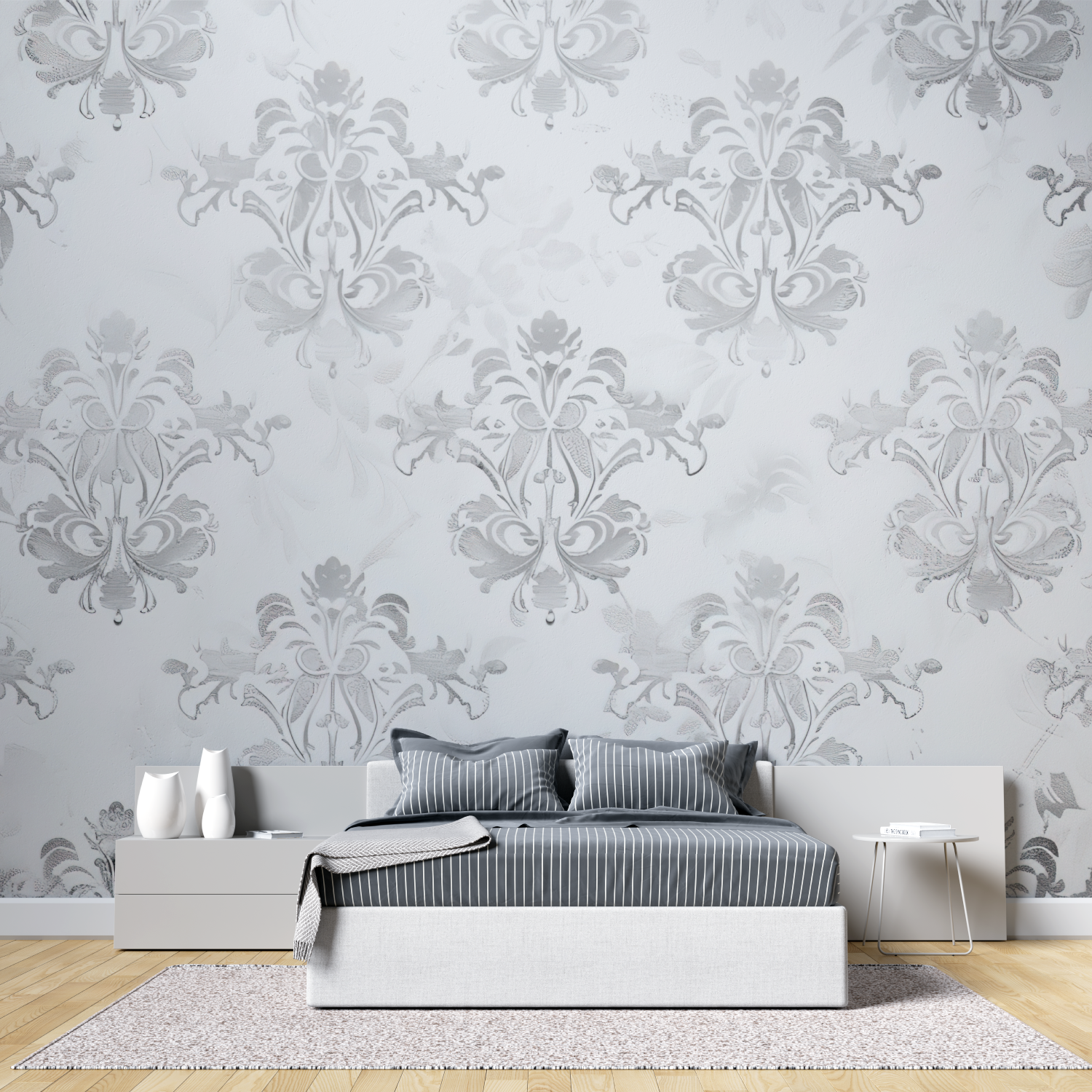 Papier Peint Gris Baroque - panoramique mural