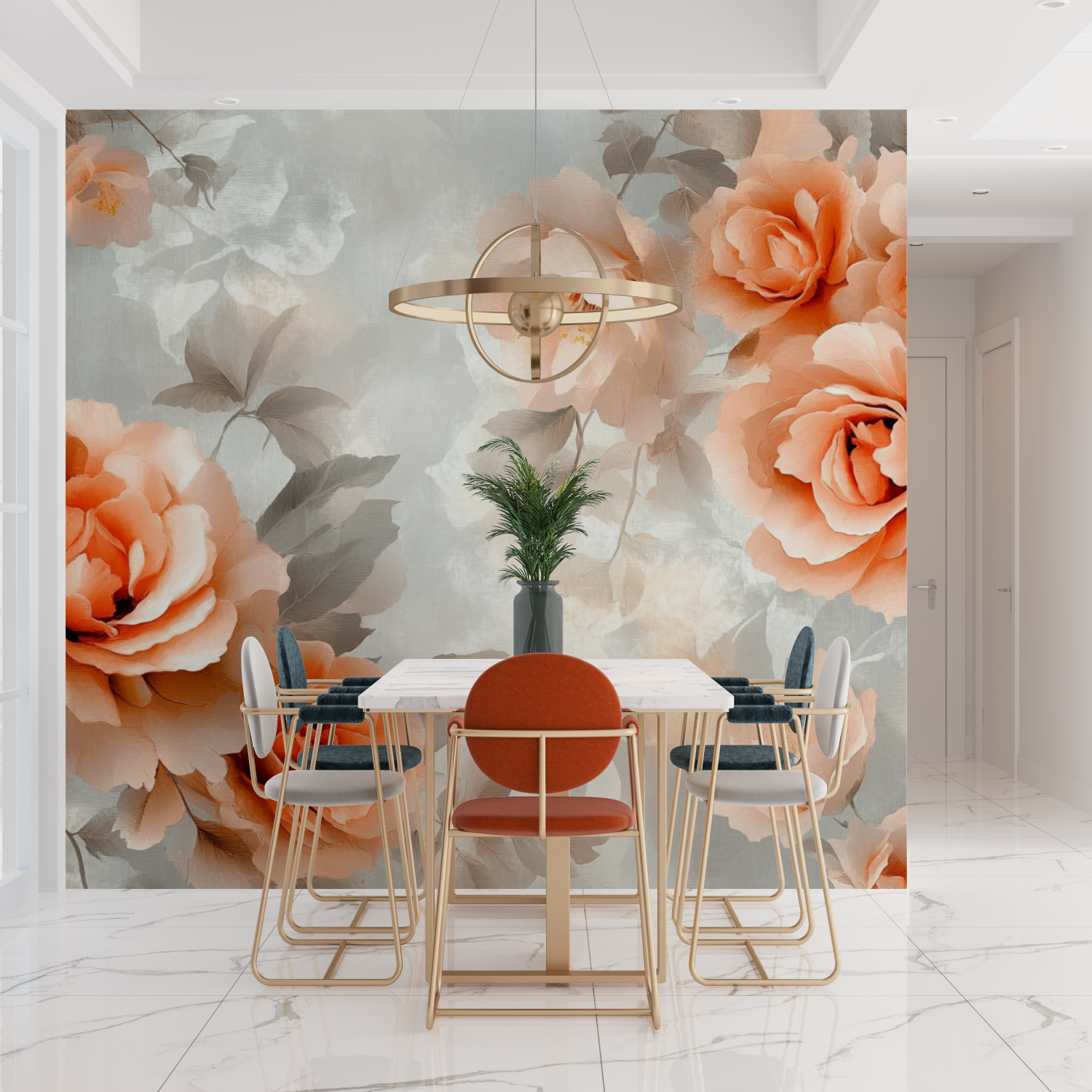 Papier peint aquarelle fleurs vintages tendances
