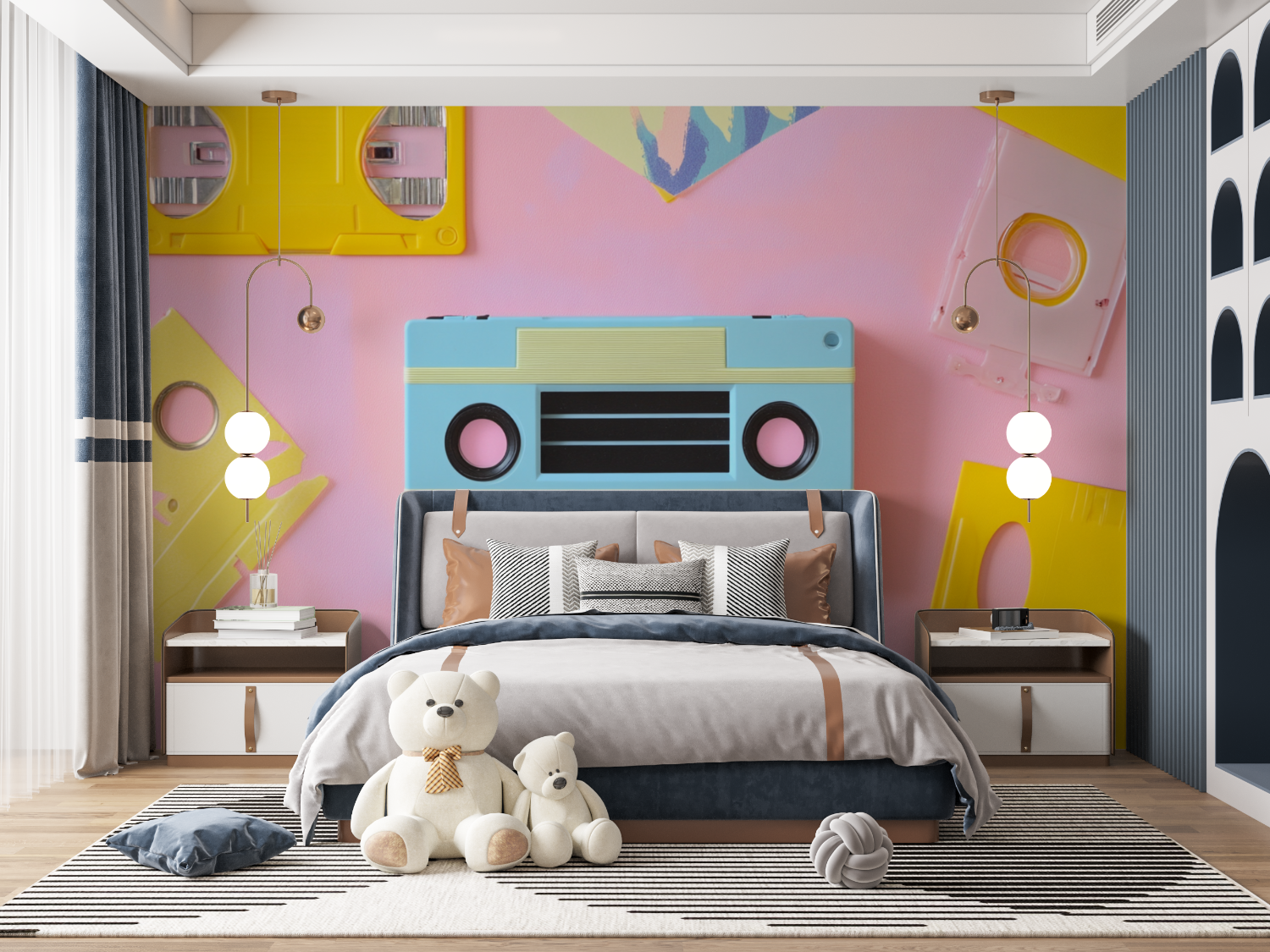 Papier peint style 90s mur panoramique