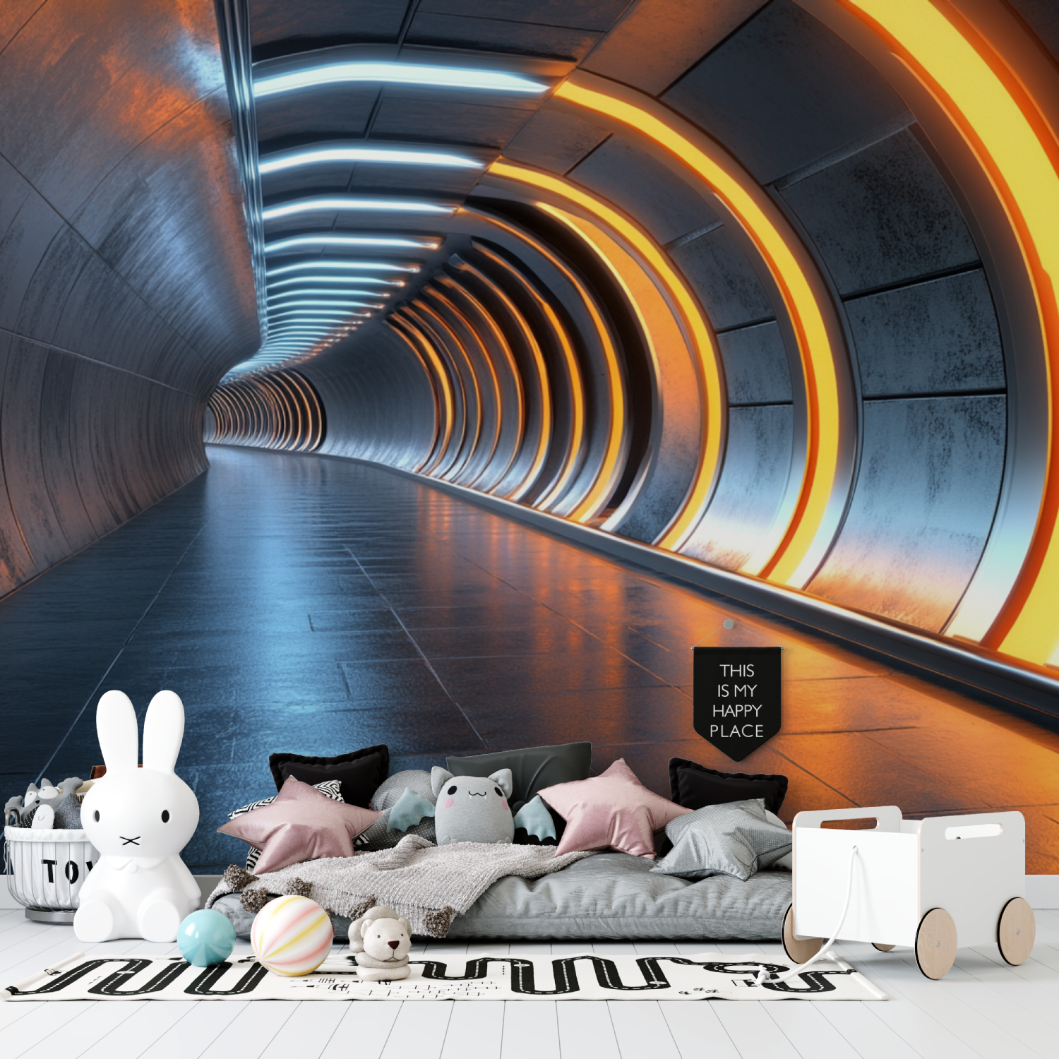 Papier peint couloir spatial tapisserie garcon
