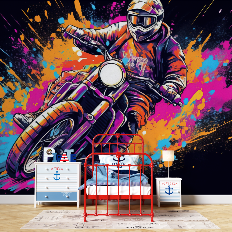 Papier peint chambre graffiti moto garcon567