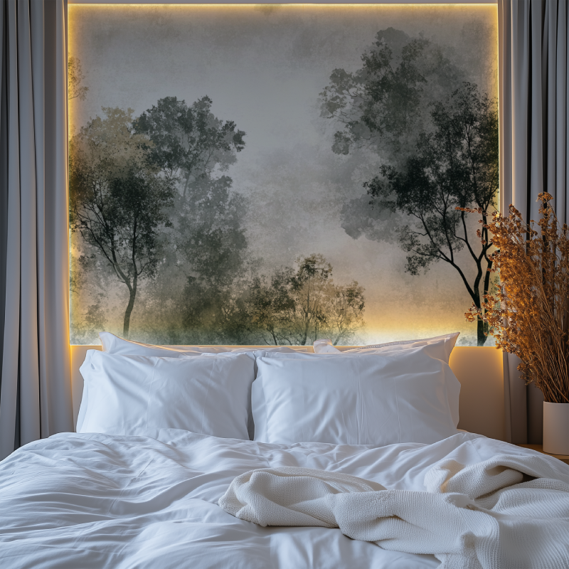 Papier peint arbre stylise chambre tendanc