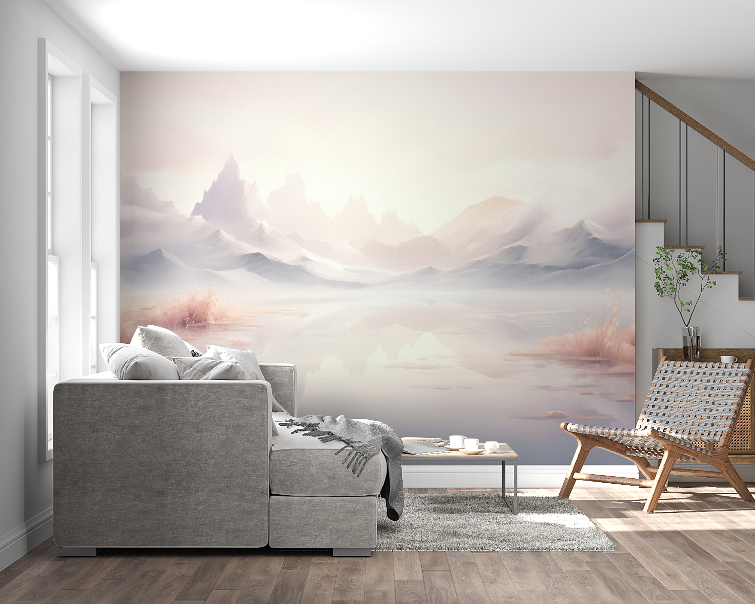 Papier peint aquarelle sur mesure panoramique mural
