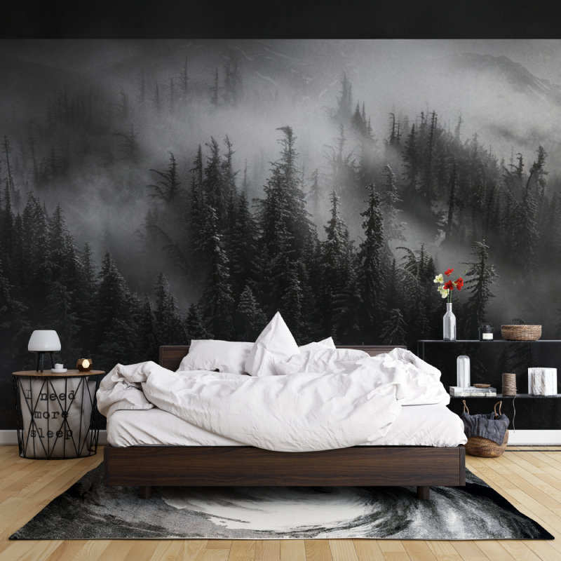 Papier peint brume mystique mountain leroy merlin mur