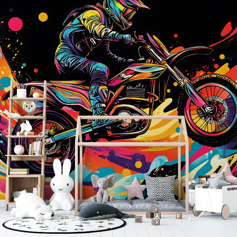 Papier peint panoramique graffiti moto 12