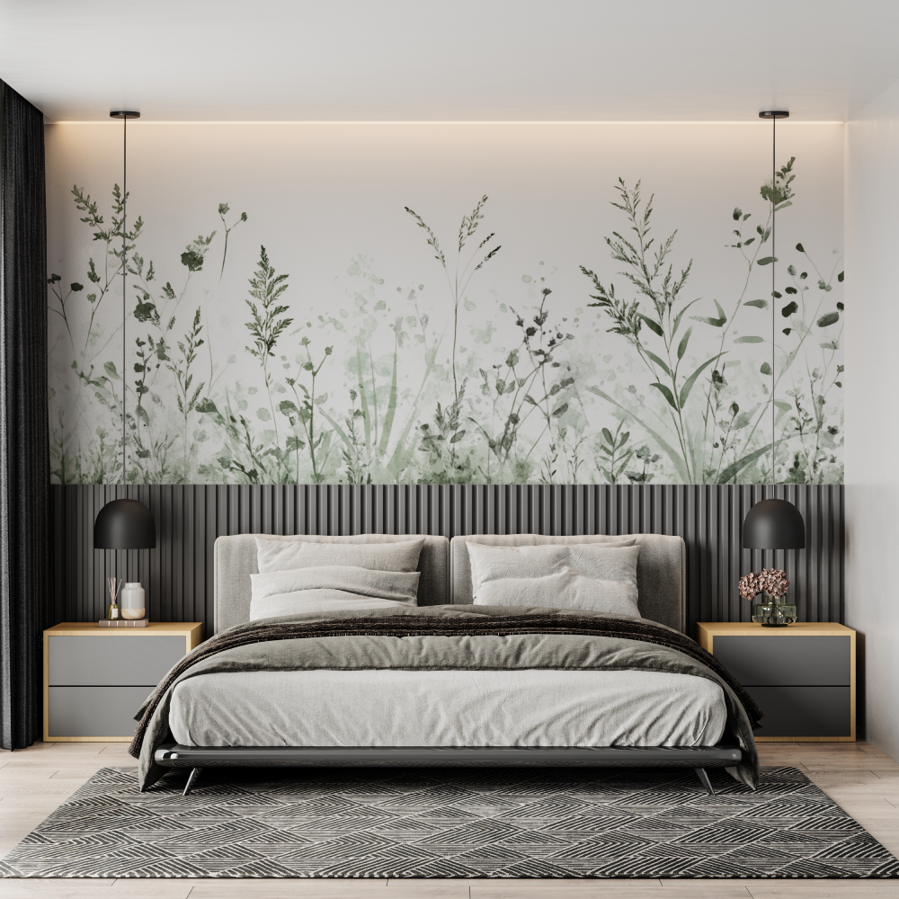 Papier peint aquarelle silhouet...es sauvages chambre adulte