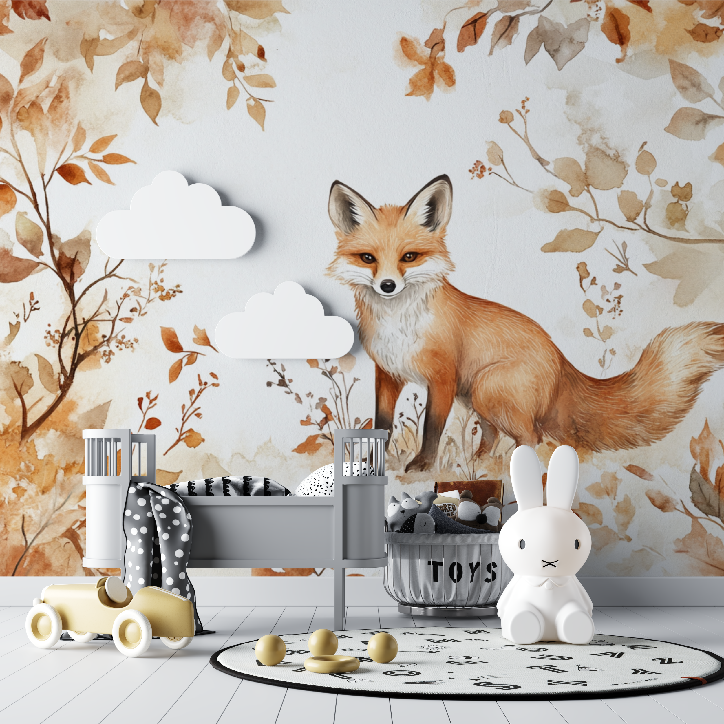 Papier peint renard chambre bebe bebe tipi