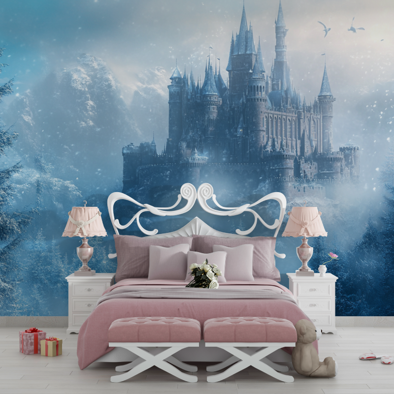 Papier peint princesse chateau glacial chambre filles