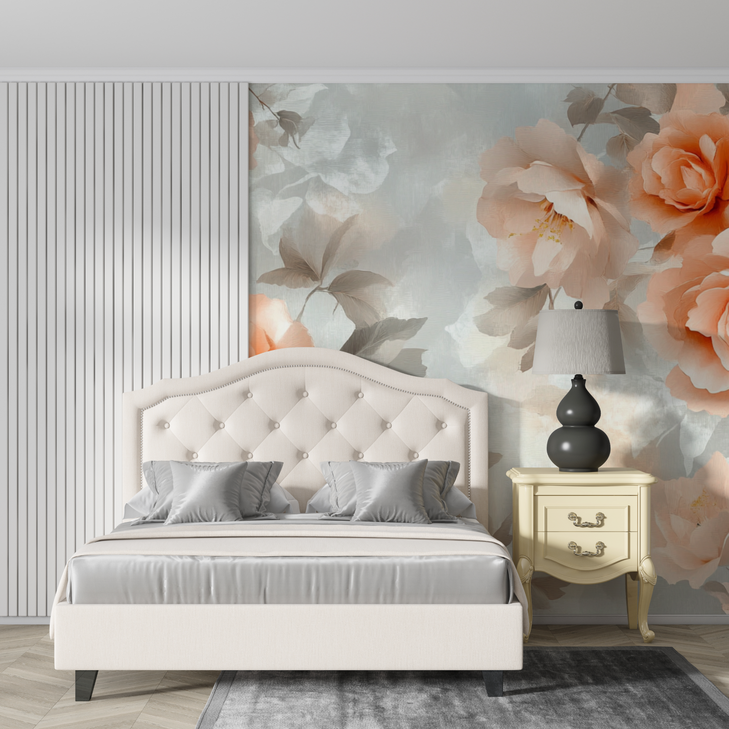 Papier peint aquarelle fleurs vintages design