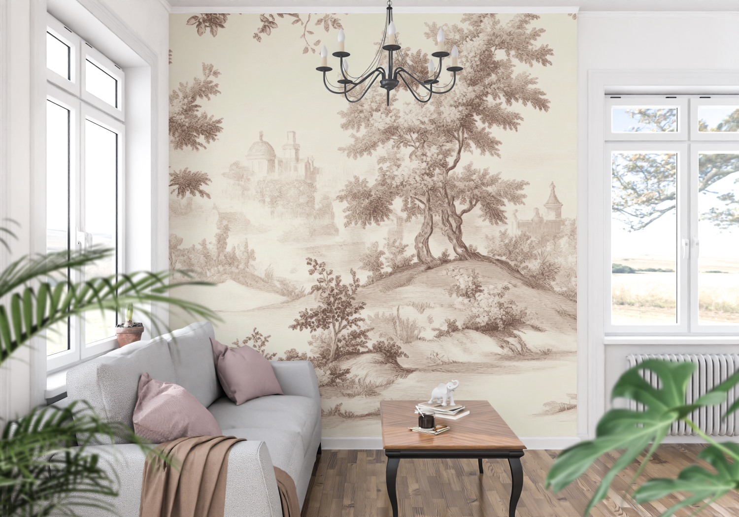 Papier Peint Toile De Jouy Flou - tapisserie