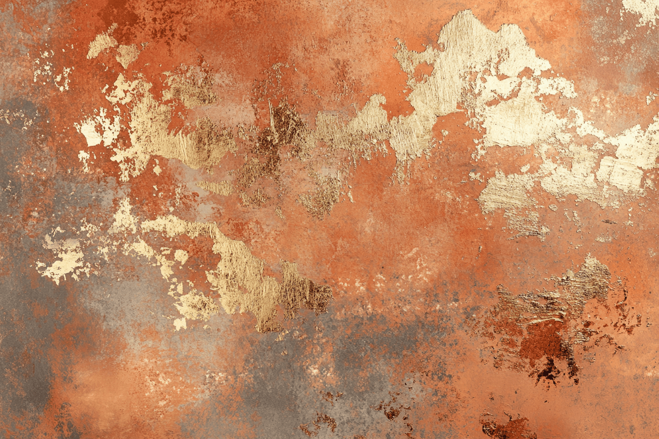 Papier Peint Terracotta Reflets Métallisés Dorés
