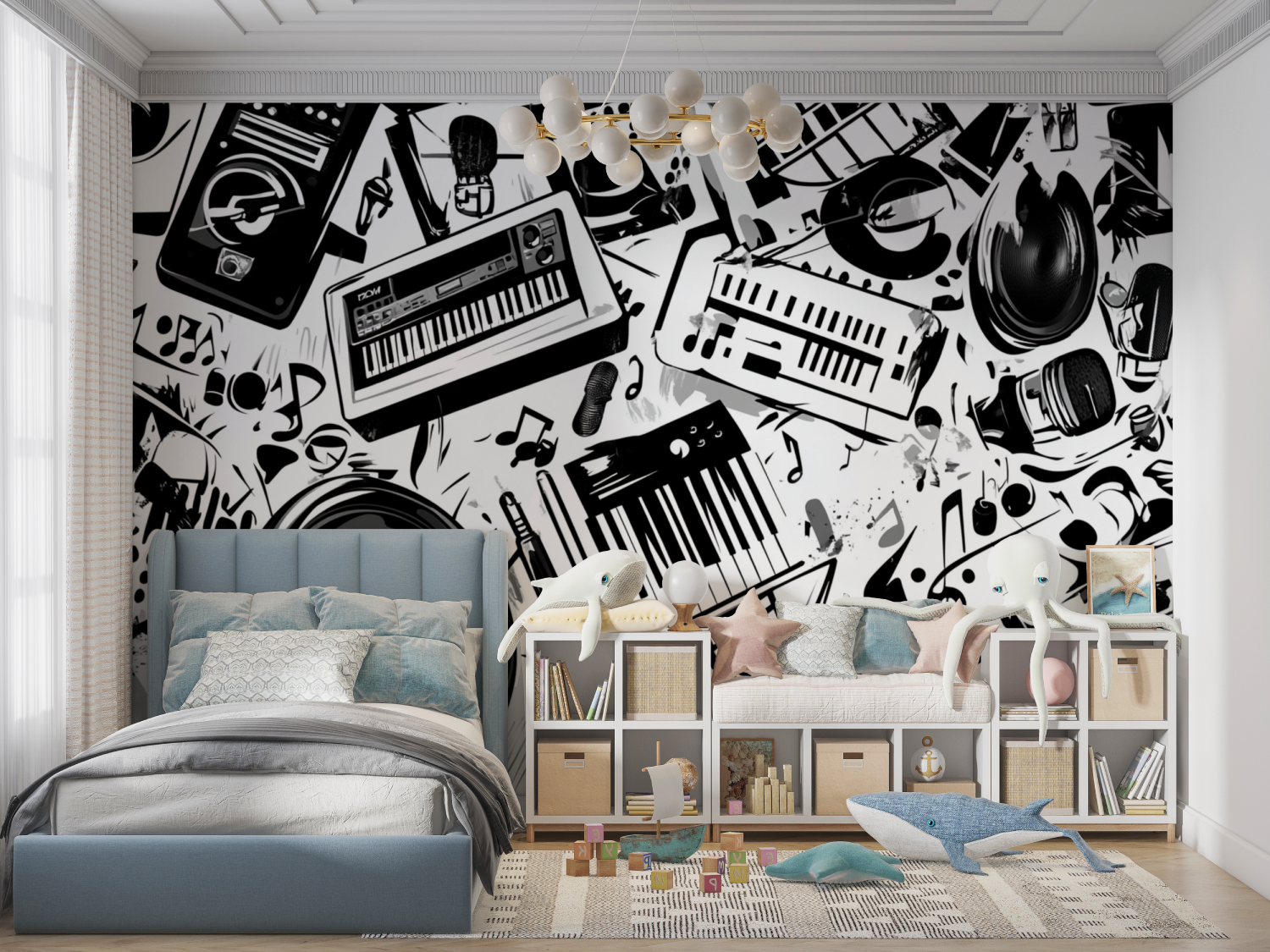 Papier peint free style noir panoramique garcon
