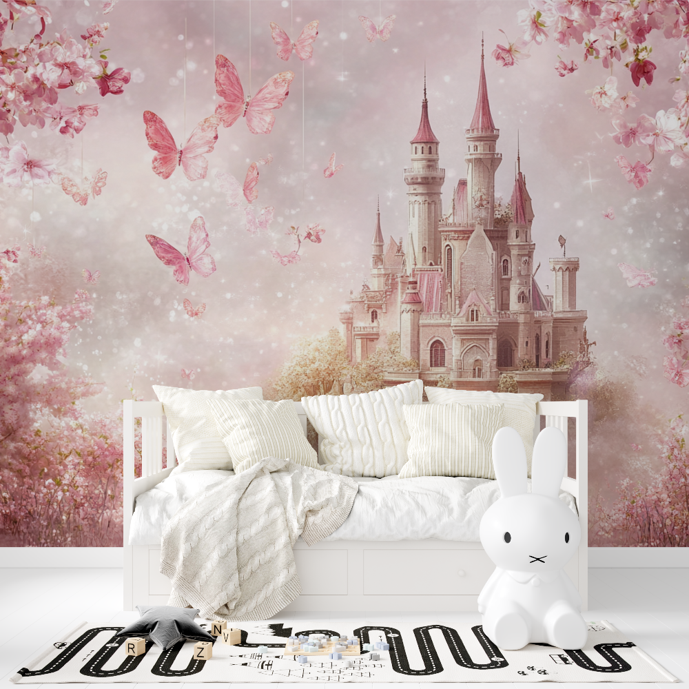 Papier peint princesse ciel fle...t chateau tapisserie fille