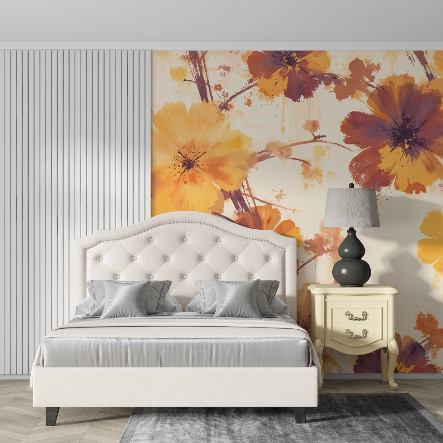 Papier peint aquarelle motifs floraux design