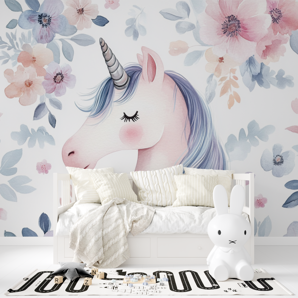 Papier peint tapisserie licorne...ise fleur tapisserie fille