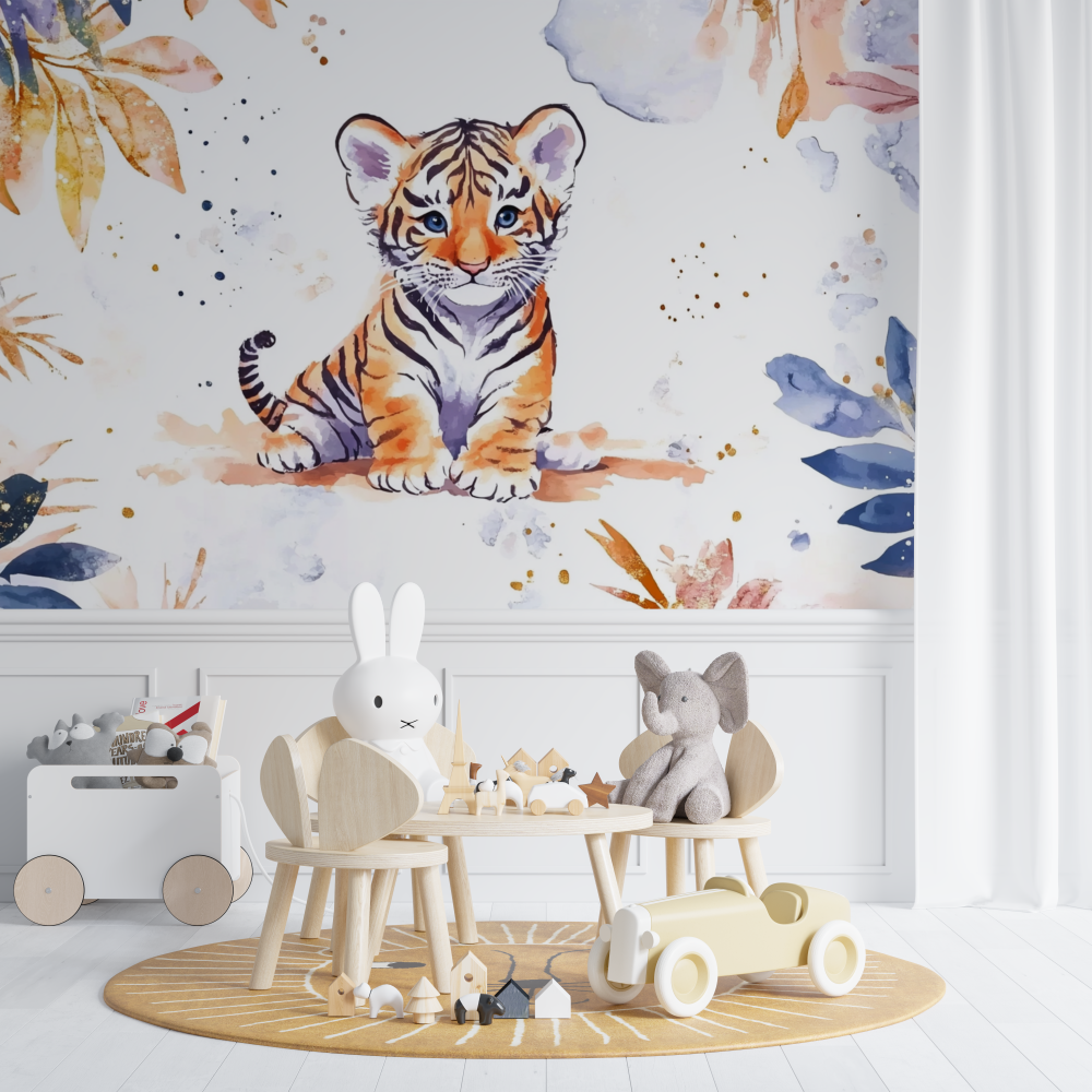 Papier peint tigre et ambiance feerique chambre de bebe
