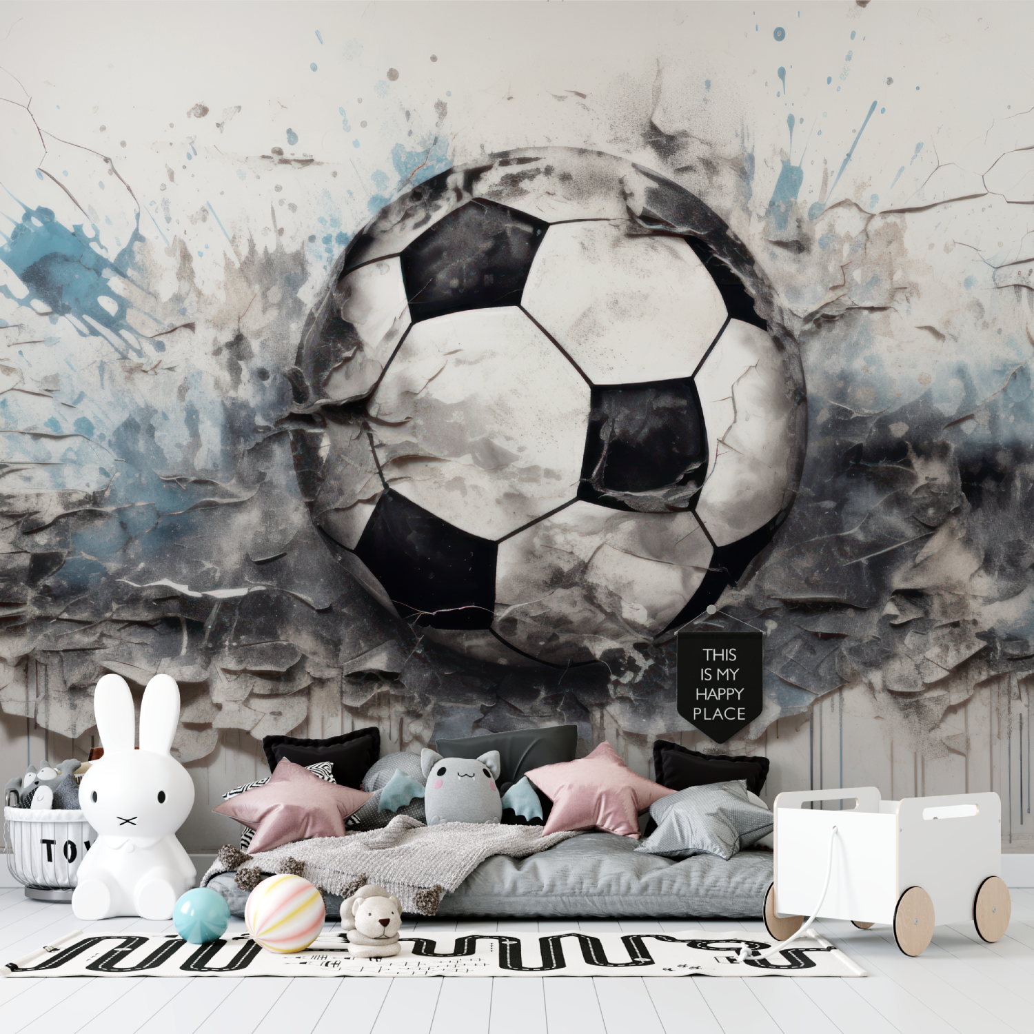 Papier peint 3d foot graffiti tapisserie garcon